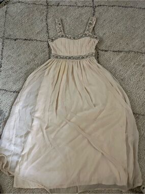 Ivory Beaded Strappy Chiffon Dress